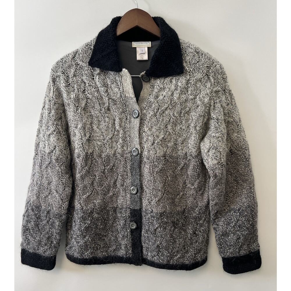 Vintage Susan Bristol Mohair Wool Sweater Womens‎ Small Cardigan 90s Fuzzy Cabin